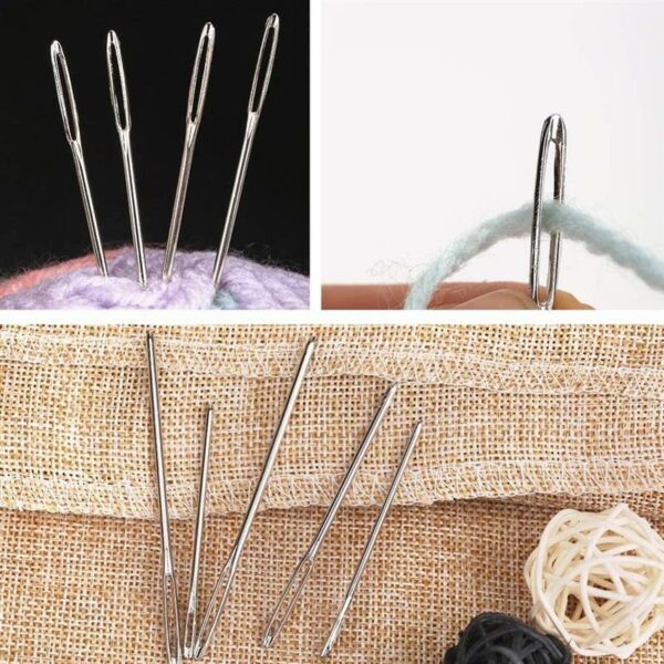 9Pcs/Set Large Eye Metal Needles Cross Stitch Knitting Crochet Hook Set With Case DIY Sewing Accessories 6